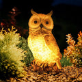Solar Owl Garden Statues Outdoor Decor Resin Owl Figurine with LED Lights Owl Sculpture for Porch Patio Lawn Yard Decorations Christmas Housewarming Gifts for Women Mom,Brown Owl