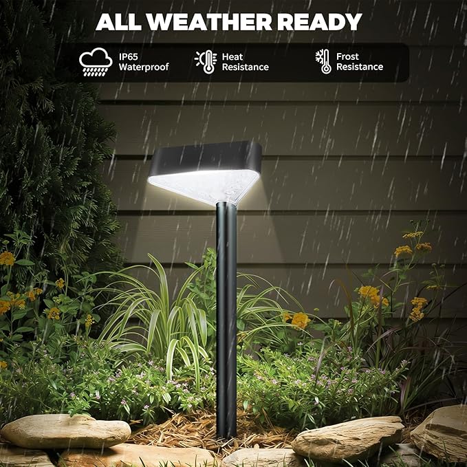 Solar Pathway Lights Outdoor, Bright LED Solar Landscape Lights, Waterproof Solar Garden Lights for Yard, Patio, Walkway, Lawn, Driveway(Cold White, 6 Pack)