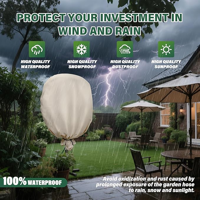 Bethshaya Garden Hose Holder Cover,Waterproof, Dustproof and Sun-Proof Protect Your Garden Hose and prolong its Life(30"W x 10"D x 30"H)(Cover Only）