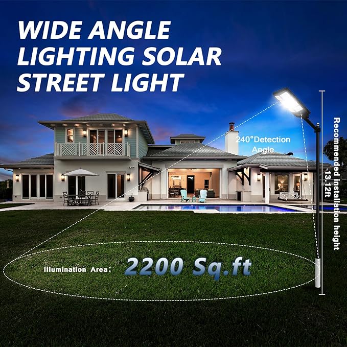 Viruhaka Solar Outdoor Lights,448LEDs Street Lights with 20000LM Hight Brightness, IP66 Waterproof Security Flood Light, Dusk to Dawn Solar Street Lights,for Exterior Wall, Patio, Yard, Deck, Garden