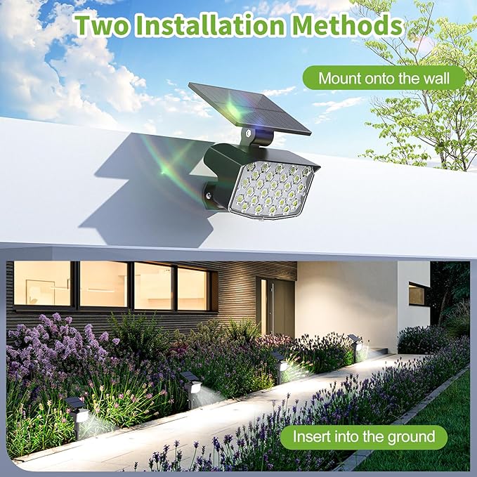 8 Pack Solar Spot Lights Outdoor, Waterproof IP65 Adjustable, 3 Lighting Modes Solar Powered Landscape Spotlights for Yard Garden Pathway(Cool White)