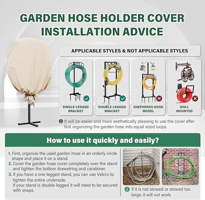 Bethshaya Garden Hose Holder Cover,Waterproof, Dustproof and Sun-Proof Protect Your Garden Hose and prolong its Life(30"W x 10"D x 30"H)(Cover Only）