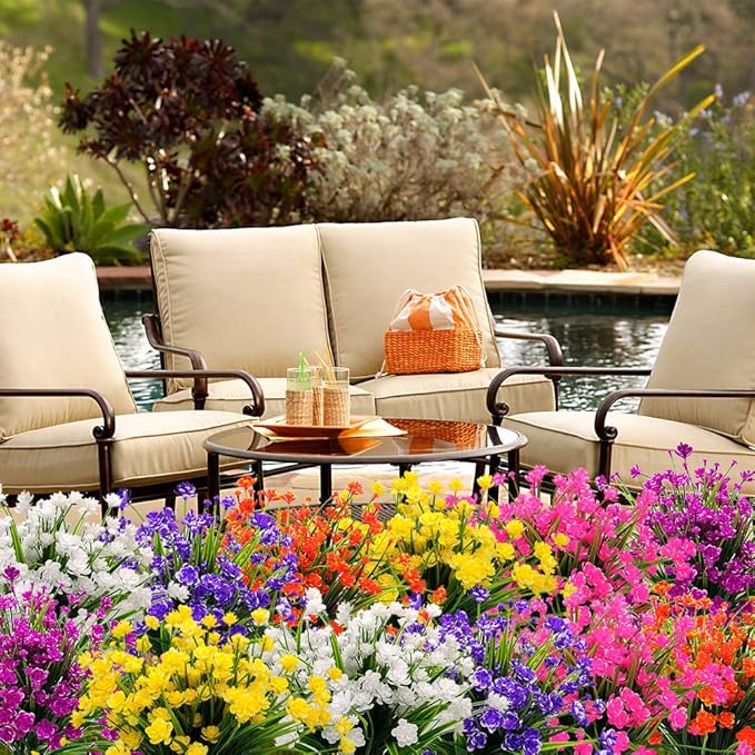 10 Bundles Artificial Daffodil Outdoors Flowers (Blue)