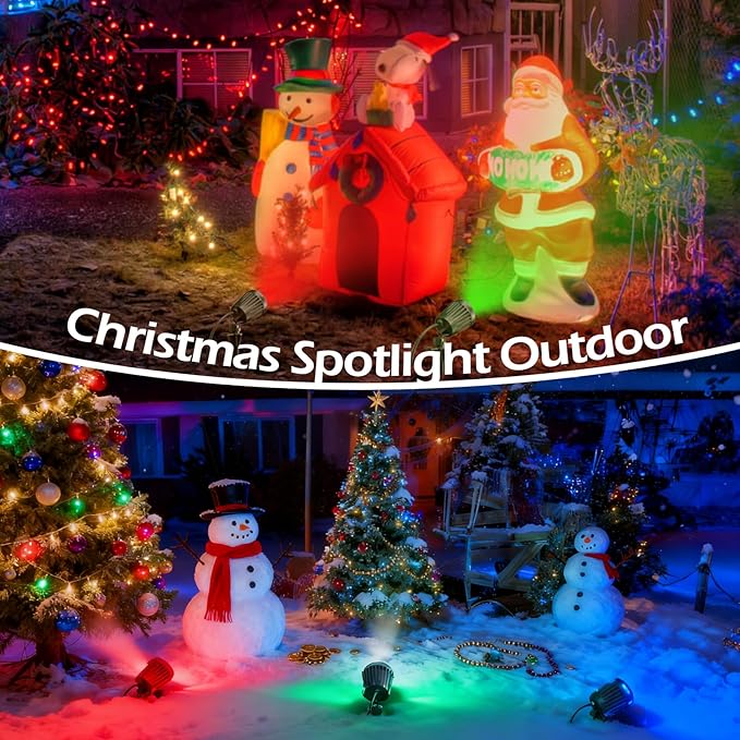 Outdoor Spot Lights for Yard,120V Plug-in Halloween Spot Lights,6000K Landscape Lighting with 5 Color Lenses (Red, Yellow, Green, Blue, Purple)IP65 Waterproof,Garden, Lawn Tree Decoration,2 Pack