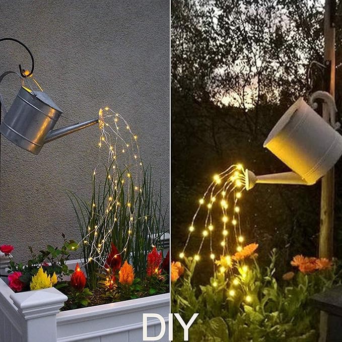 VOOKRY 2 Pack 10 Strands 200 LEDs Solar Fairy Lights Outdoor, Waterproof Solar Powered String Lights 8 Modes DIY Watering Can Lights for Party Wedding Plants Tree Vines Christmas Garden Decorations