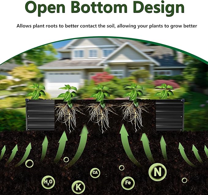 ZUNUDA 4×3×1FT(2PCS) Galvanized Raised Garden Bed Kit, Metal Planter Boxes,Large Raised Garden Bed for Planting Vegetables,Flowers,Herbs -Black