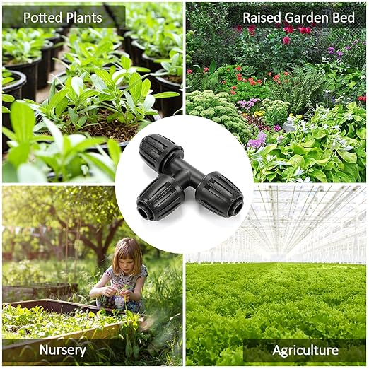 Copadri 12 Pieces 1/2 Inch Drip Irrigation Tee Fittings, 1/2'' Drip Line Barbed Locked Tee Connectors for 1/2 Inch Irrigation Tubing (1/2" ID x 0.640" OD) Anti-leak 3-Way Irrigation System Parts