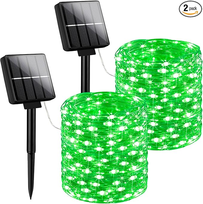 Brightever Solar String Lights, 2-Pack Total 80FT 200LED Solar Fairy Lights with 8 Lighting Modes, Solar Lights Outdoor Waterproof for Patio Christmas Wedding Party Tree Yard Decoration (Green)