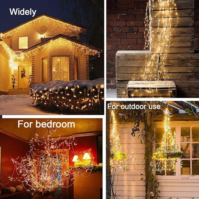VOOKRY 2 Pack 10 Strands 200 LEDs Solar Fairy Lights Outdoor, Waterproof Solar Powered String Lights 8 Modes DIY Watering Can Lights for Party Wedding Plants Tree Vines Christmas Garden Decorations
