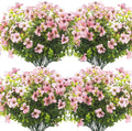 10 Bundles Artificial Flowers Outdoor UV Resistant Fake Flowers No Fade Faux Plants Garden Porch Window Box Decorating (Pink)