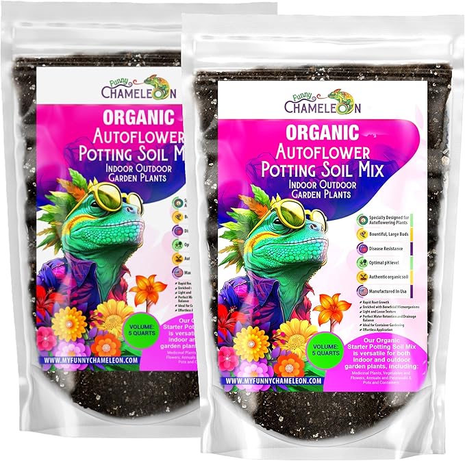 Organic Autoflower Potting Soil Mix – Ready-to-Use Living Soil, No Fertilizers Needed – Balanced Nutrients, Light Texture, Excellent Drainage, Boosts Germination & Root Growth (10 quarts)