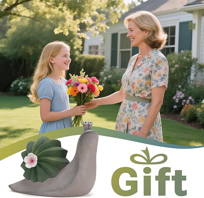 Solar Cactus Snail Statue Garden Decor Light - Outdoor Decorative LED Flower, Suitable for Patio, Lawnand Garden Decorations, Gifts for Mom