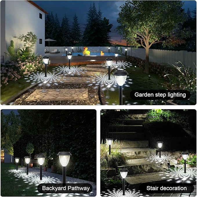 GOODFOEVER Solar Pathway Lights Outdoor, 16 Pack Solar Lights Outdoor Waterproof for Outside, Garden Decor for Yard, Patio, Landscape, Planter, Walkway, Driveway