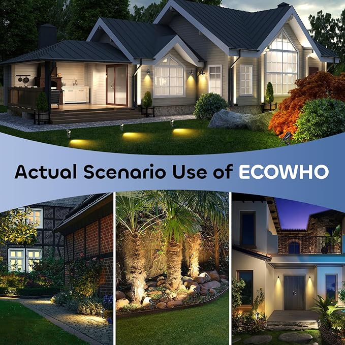 ECOWHO Landscape Lighting with Transformer, IP65 LED Outdoor Spotlights Waterproof 30W 2000LM Warm White 3000K Garden Lights, 90ft Cable for Garden Pathway Yard Tree Uplighting Patio (8 Pack)