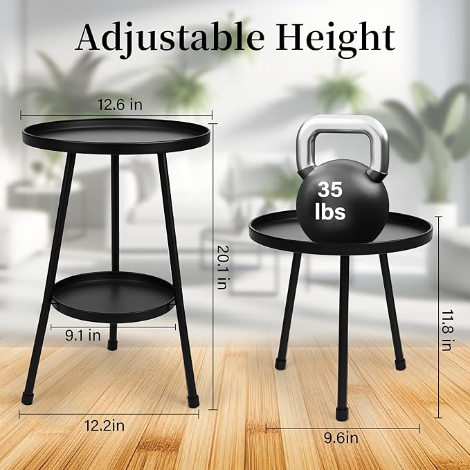 Jvtoo Metal Plant Stand, Plant Stand Indoor Outdoor, Metal Rustproof Flowers, Urban and Rustic Outdoor Plants Stands, Flower Pot Stand Suitable for Living Room, Balcony, Garden (Double Deck,Black)