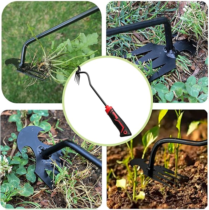 YDKOJGW 3 pcs Weed Puller Tool Garden Weed Pulling Tool, 2025 New Garden Weed Puller Tools Hand Weeder Tool with Rubber Handle, 4 Teethes Dual Purpose Manual Weeders Tool Weed Pulling Tool for Garden