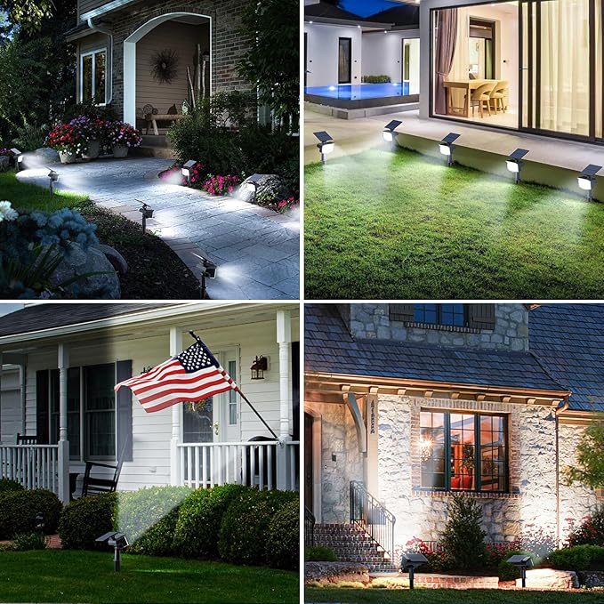 8 Pack Solar Spot Lights Outdoor, Waterproof IP65 Adjustable, 3 Lighting Modes Solar Powered Landscape Spotlights for Yard Garden Pathway(Cool White)
