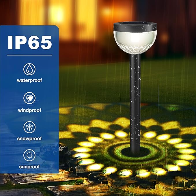 4 Pack Solar Flood Light, Security Lights,Pathway Lights with 2CCT(Warm and Cool) Light Modes,Bright Pattern Solar Decorative Lights Outdoor