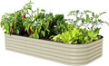 Vego garden Raised Garden Bed Kit, 17" Tall 10 in 1 Modular Metal Planter Box for Vegetables, Flowers, Herbs, Pearl White