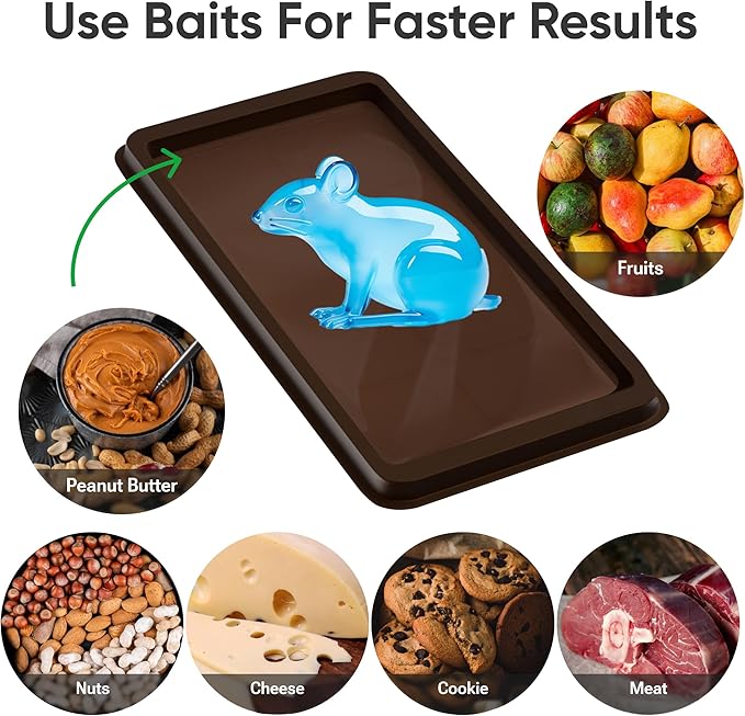 Mouse Traps Indoor for Home- Heavy Duty Sticky Traps for Mice, Small Rats, (4 Pack) Cockroaches & Other Bugs- Eco Friendly & Biodigradable