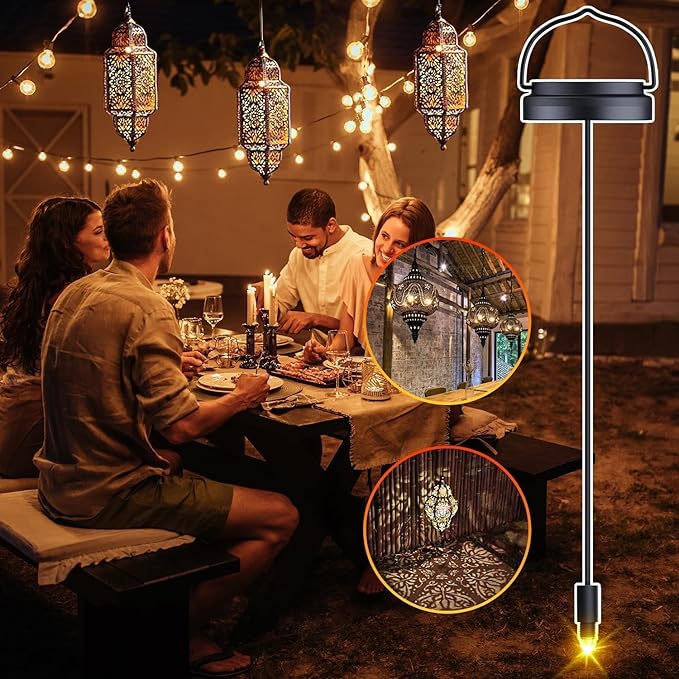 2 Pack Solar Light Replacement Tops for Hanging Lanterns, Waterproof Replacement Solar Lantern Parts for Garden Decor Outdoor Moroccan Yard Art