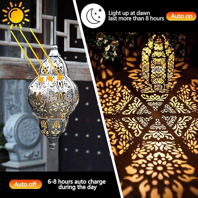 2 Pack Solar Light Replacement Tops for Hanging Lanterns, Waterproof Replacement Solar Lantern Parts for Garden Decor Outdoor Moroccan Yard Art