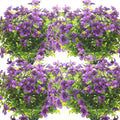 10 Bundles Artificial Flowers Outdoor UV Resistant Fake Flowers No Fade Faux Plants Garden Porch Window Box Decorating (Purple)