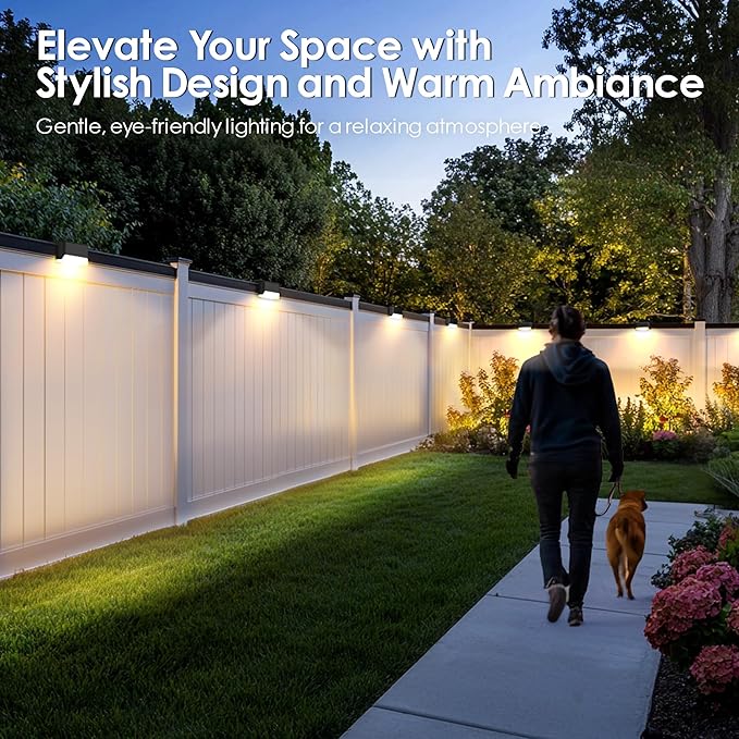 SOLPEX Solar Step Lights Outdoor, 8 Pack Warm White, Black, Waterproof LED Deck Lights for Stair, Balcony, Railing, Front Porch, Yard, Garden and Patio Decor