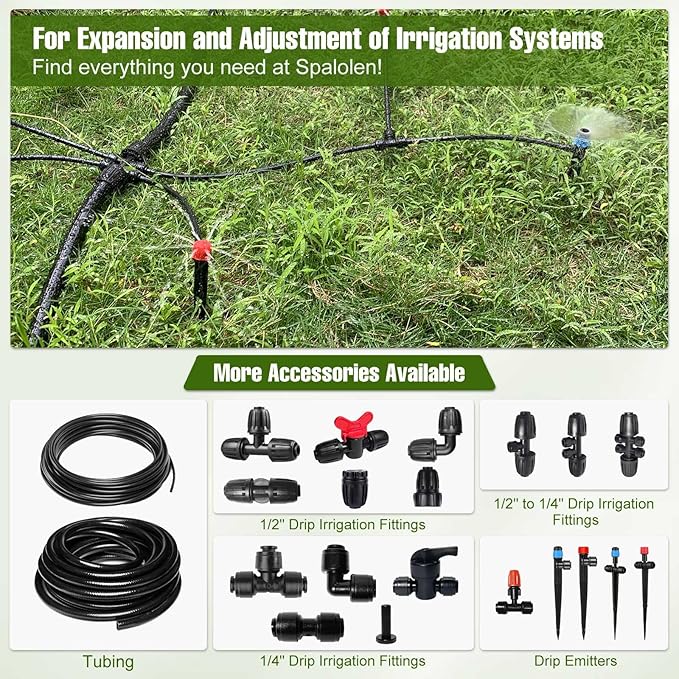 6 Pack 1/2'' to 1/4'' Drip Irrigation Fittings, Push-to-Connect 4 Way Drip Irrigation Part Barbed Tee Connectors, Anti-leak Locked Splitter Fitting for 1/2" Irrigation Tubing (0.6''-0.67''OD)