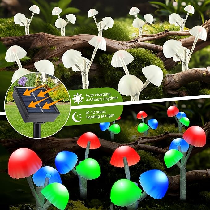 Solar Mushroom Lights Outside for Lawn Decorations - 6PACKS 18LED 8 Lighting Modes Multi-Color Mushrooms Yard Decor for Mom Gifts,Solar Garden Lights for Backyard,Fence,Housewarming Decor
