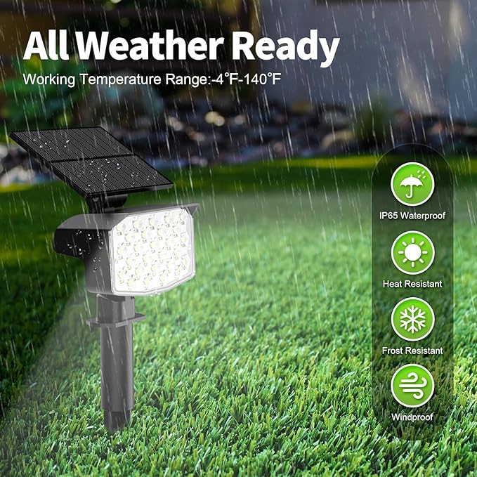 8 Pack Solar Spot Lights Outdoor, Waterproof IP65 Adjustable, 3 Lighting Modes Solar Powered Landscape Spotlights for Yard Garden Pathway(Cool White)