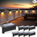 SOLPEX Solar Step Lights Outdoor, 8 Pack Warm White, Black, Waterproof LED Deck Lights for Stair, Balcony, Railing, Front Porch, Yard, Garden and Patio Decor