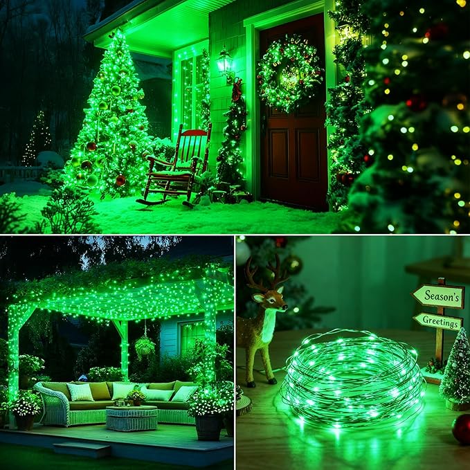 Brightever Solar String Lights, 2-Pack Total 80FT 200LED Solar Fairy Lights with 8 Lighting Modes, Solar Lights Outdoor Waterproof for Patio Christmas Wedding Party Tree Yard Decoration (Green)