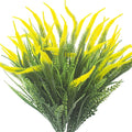 10 Bundles Artificial Plants Outdoor Fake Grass with Flowers UV Resistant Greenery Garden Porch Window Box Decorating (Yellow)