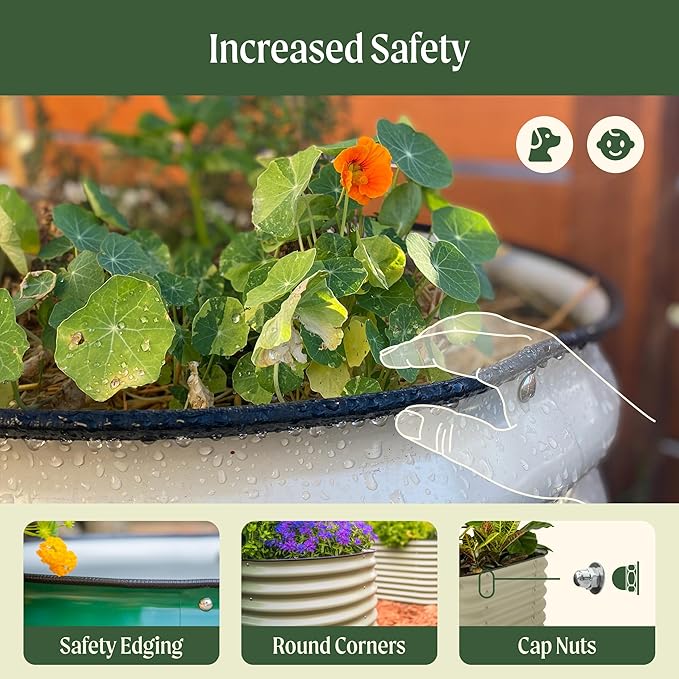 Vego garden Raised Garden Bed Kit, 17" Tall 10 in 1 Modular Raised Garden Beds Kit, Metal Planter Box for Vegetables, Flowers, Herbs, British Green