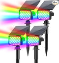 Solar Color Changing Spot Lights Outdoor, [9 Modes/4 Pack] Solar Christmas Lights Outdoor Waterproof IP65, Multicolor Solar Powered Landscape Spotlights for Yard Garden Pathway Lawn Decoration