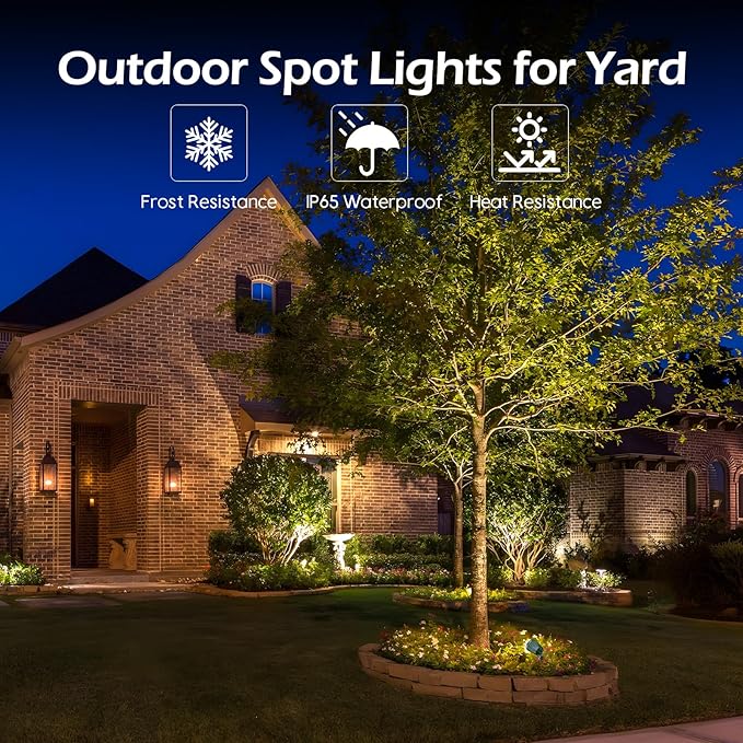 Outdoor Spot Lights for Yard,120V Plug-in Halloween Spot Lights,6000K Landscape Lighting with 5 Color Lenses (Red, Yellow, Green, Blue, Purple)IP65 Waterproof,Garden, Lawn Tree Decoration,2 Pack