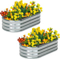 zizin 2 Pack Oval Galvanized Raised Garden Bed Kit 4x2x1ft Metal Planter Box for Outdoor Vegetables, Silver