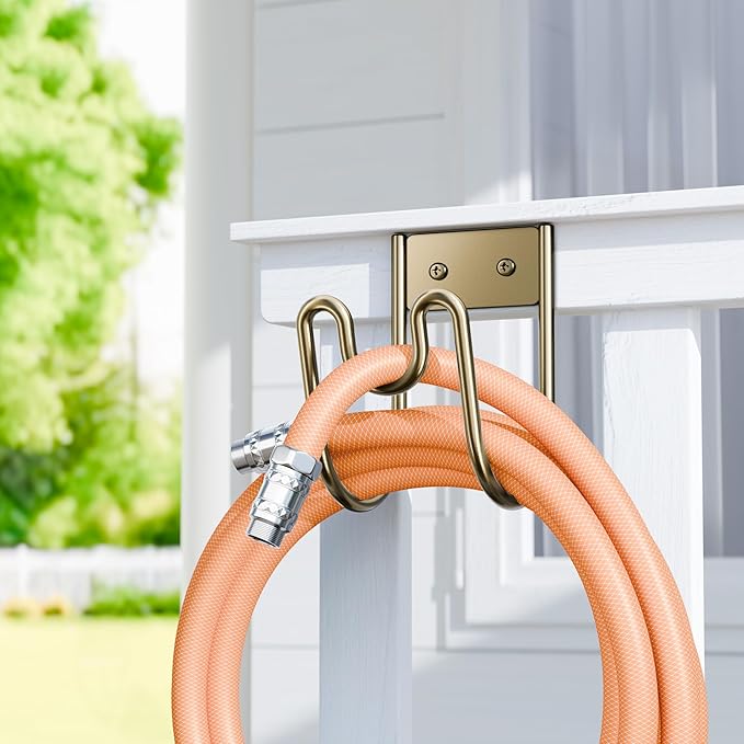 Josmimic Bronze Metal Garden Hose Holder - Wall Mounted Water Hose Holder - Hose Hanger Heavy Duty for Water Hose Extension Cords Vacuum Hose (1 Pack)