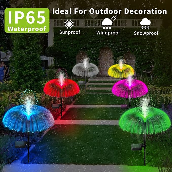 Solar Garden Lights Outdoor Decorative Waterproof, Solar Light for Outside, Yard Lights Solar Flower Decor for Patio Pathway Lawn Party Landscape Grave Decorations, 3 PCS