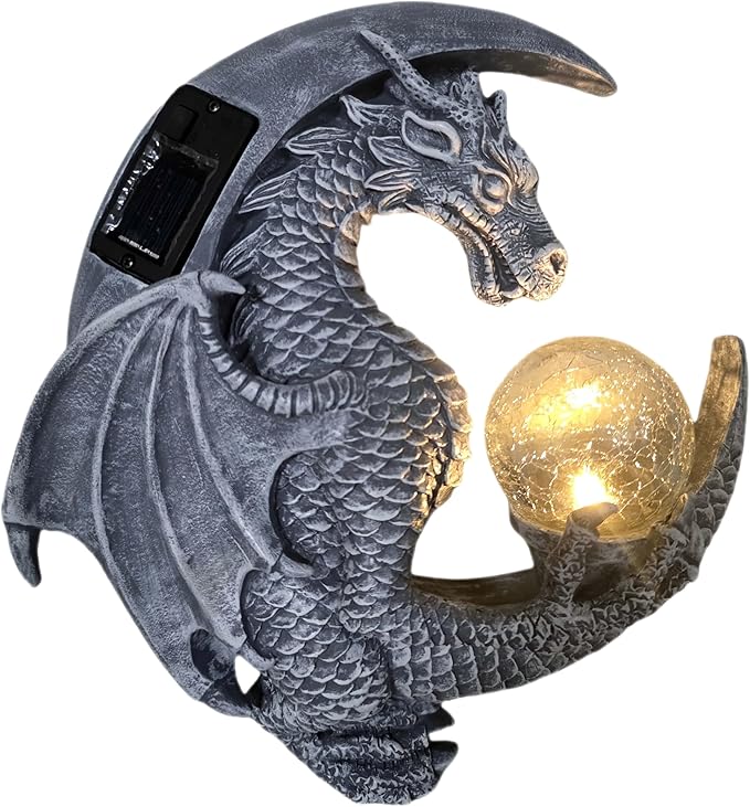 Dragon Tree Hugger Solar Magic Orb Garden Statue Dragon Solar LED Lights Decor Sun Moom for Your Patio Balcony Porch Yard for Mom Grandma