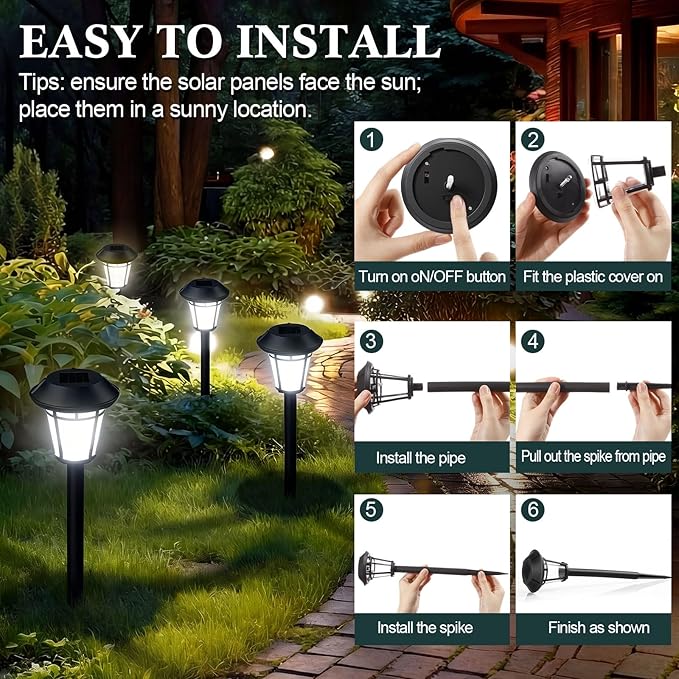 Tuanse 20 Pack Solar Pathway Lights Outdoor - Waterproof LED Bulk Solar Landscape Walkway Lights for Yard Garden Patio Lawn Decoration(White Light)