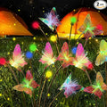Solar Firefly Colorful Butterfly Garden Lights 2Pack Outdoor Waterproof for Pathway Landscape Camping Patio Lawn Decorations Multicolor