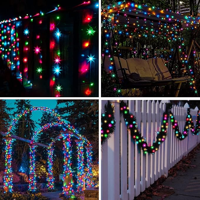 suddus 5 Colors Solar String Lights, Solar Christmas Lights Outdoor Waterproof with 8 Lighting Modes, Multi Colored 100LED Christmas String Lights for Indoor Patio Yard Trees Holiday Decoration