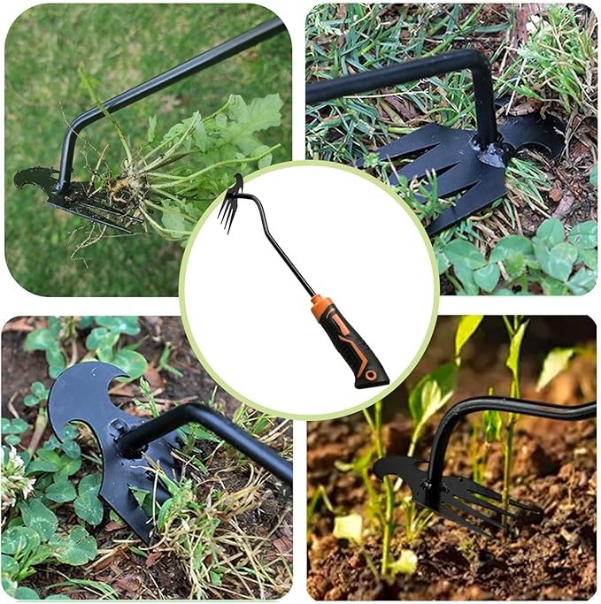 YDKOJGW 3 pcs Weed Puller Tool Garden Weed Pulling Tool, 2025 New Garden Weed Puller Tools Hand Weeder Tool with Rubber Handle, 4 Teethes Dual Purpose Manual Weeders Tool Weed Pulling Tool for Garden