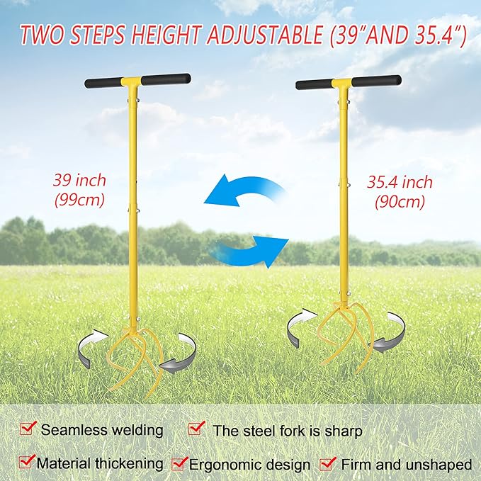 Garden Hand Tiller Garden Claw Twist Tiller Cultivator Tiller Soil Loosener Lawn Aerator Areator Loosen, Rototiller, Garden Bed and Plant Box Cultivator, Garden Tools.