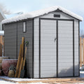 WUKHG 6X8 FT Outdoor Storage Sheds, Plastic Storage Shed with Floor & Drainage Channel for Bikes, Furniture, Gardening Tools, Lockable Outdoor Shed Suitable for Backyard, Patio, Lawn