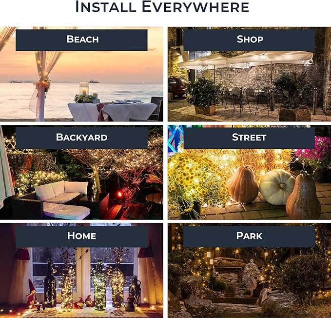 VOOKRY 2 Pack 10 Strands 200 LEDs Solar Fairy Lights Outdoor, Waterproof Solar Powered String Lights 8 Modes DIY Watering Can Lights for Party Wedding Plants Tree Vines Christmas Garden Decorations