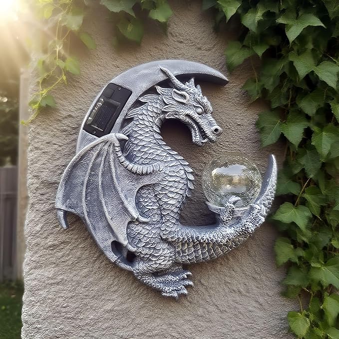 Dragon Tree Hugger Solar Magic Orb Garden Statue Dragon Solar LED Lights Decor Sun Moom for Your Patio Balcony Porch Yard for Mom Grandma