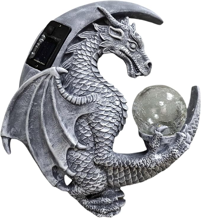 Dragon Tree Hugger Solar Magic Orb Garden Statue Dragon Solar LED Lights Decor Sun Moom for Your Patio Balcony Porch Yard for Mom Grandma